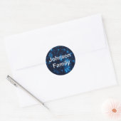 Deep Blue & Bright Snowflakes Round Sticker (Umschlag)