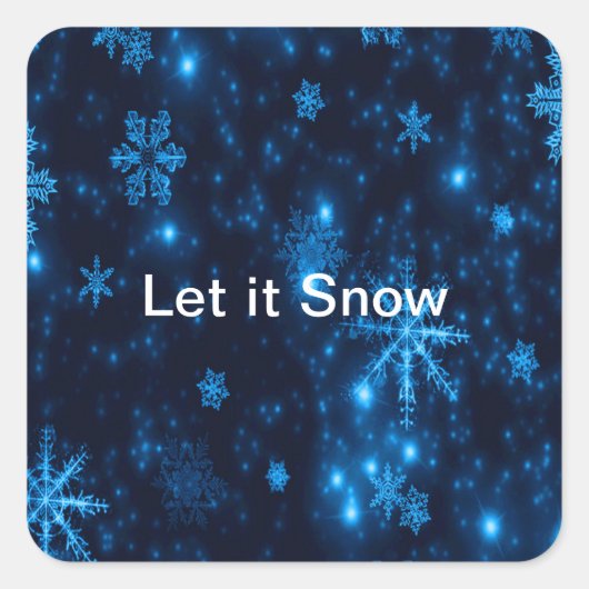 Deep Blue & Bright Snowflakes Square Stickers (Vorderseite)