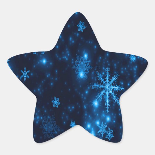 Deep Blue & Bright Snowflakes Star Sticker (Vorderseite)