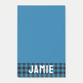 Deep Blue Buffalo Karo Weißer Name Post-it Klebezettel (Vorderseite)