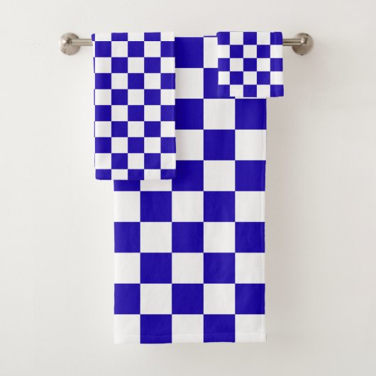 Deep blue checkered  badhandtuch set (Insitu)