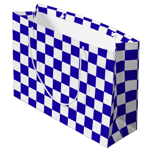 Deep blue checkered  große geschenktüte (Rückseite Schrägansicht)