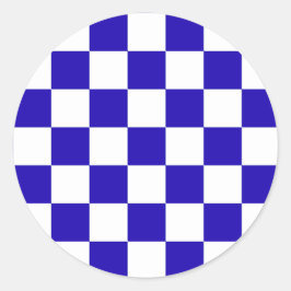 Deep blue checkered  runder aufkleber