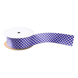 Deep blue checkered  satinband