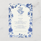 Deep Blue Chinoiserie Vintage Blumendetails Card Begleitkarte (Vorderseite)