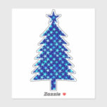 Deep Blue Christmas Tree mit Sternen Aufkleber<br><div class="desc">Aufkleber in klassischer Silhouette eines Weihnachtsbaumes in dunkelsaphir blau,  gemustert mit satintexturierten Sternen in Aqua und Eisblau</div>
