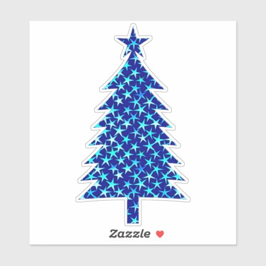 Deep Blue Christmas Tree mit Sternen Aufkleber (Blatt)