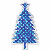 Deep Blue Christmas Tree mit Sternen Aufkleber (Vorderseite)