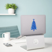 Deep Blue Christmas Tree mit Sternen Aufkleber (Laptop auf Schreibtisch)