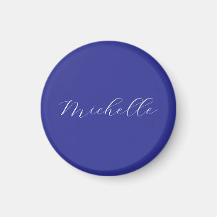 Deep Blue Color Schlicht Moderne Namenskalligraphi Magnet