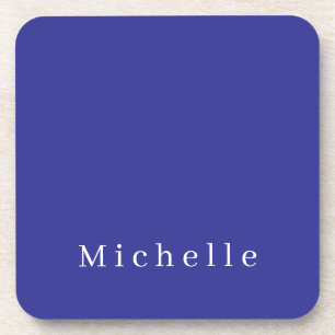 Deep Blue Color Schlicht Moderner Name Minimalisti Getränkeuntersetzer