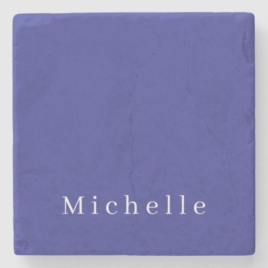 Deep Blue Color Schlicht Moderner Name Minimalisti Steinuntersetzer (Vorderseite)