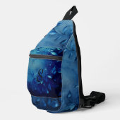 Deep Blue Decorative Leaves Crossbody Bag (Rechte Ecke)