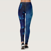 Deep Blue Decorative Leaves Leggings (Rückseite)