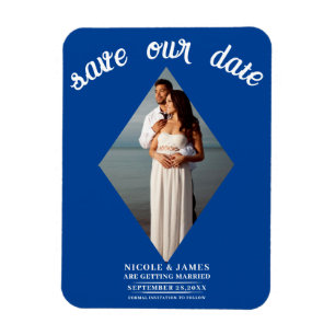 Deep Blue Diamond Foto Wedding Save the Date Magnet