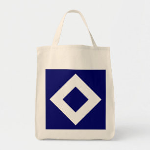 Deep Blue Diamond, kühne weiße Grenze Tragetasche