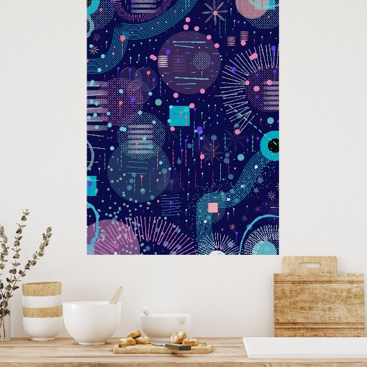Deep Blue Dreams Abstract Art Poster (Küche)