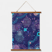Deep Blue Dreams Abstract Art Wandteppich Mit Holzrahmen (Vorderseite)