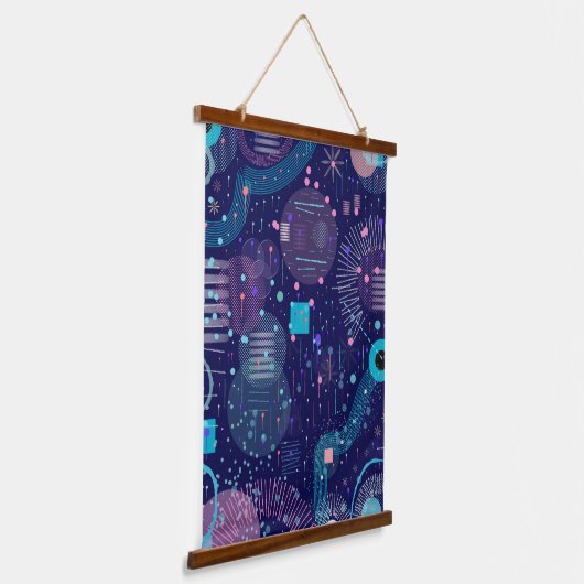 Deep Blue Dreams Abstract Art Wandteppich Mit Holzrahmen (Gewinkelt)