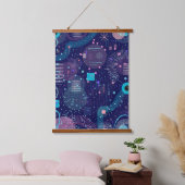 Deep Blue Dreams Abstract Art Wandteppich Mit Holzrahmen (Schlafzimmer)
