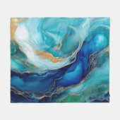 Deep Blue Echoes: Abstrakte Kunst des Ozeans Fleecedecke (Vorderseite (Horizontal))