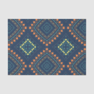 Deep Blue Ethnic Folk Boho Chic Mosaik Muster Seidenpapier