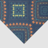 Deep Blue Ethnic Folk Boho Chic Mosaik Muster Seidenpapier (Ausschnitt)