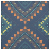 Deep Blue Ethnic Folk Boho Chic Mosaik Muster Stoff (Muster)