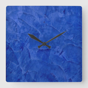 Deep Blue Faux-Finish Quadratische Wanduhr