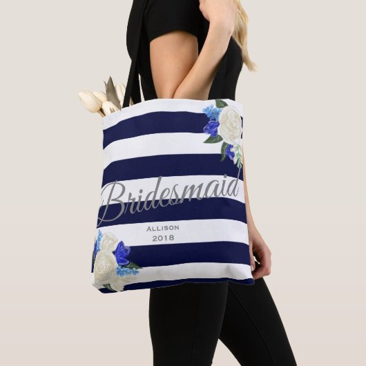 Deep Blue Floral Bridesmaid Toag Tag Tasche (Von Nahem)