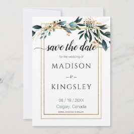 Deep Blue Floral Elegant Wedding Rett Date Card Einladung