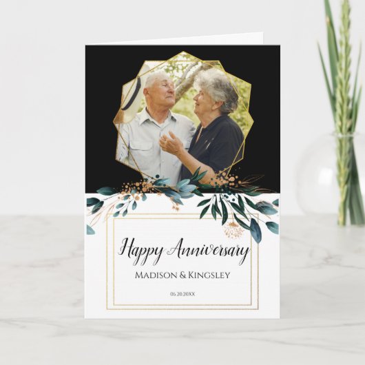 Deep Blue Floral Elegante Hochzeit im Herbst Dankeskarte (Vorderseite)