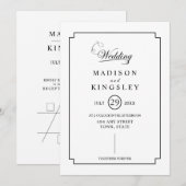 Deep Blue Floral Elegante Hochzeit im Herbst Einladung (Vorne/Hinten)