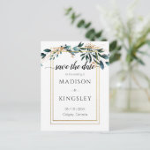 Deep Blue Floral Elegante Hochzeit im Herbst Postkarte (Stehend Vorderseite)