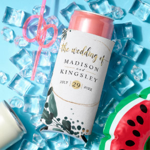 Deep Blue Floral Elegante Hochzeit im Herbst Selters Dosenkühler