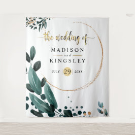 Deep Blue Floral Elegante Hochzeit im Herbst Wandteppich