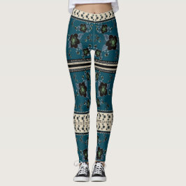 Deep Blue Flower Leggings