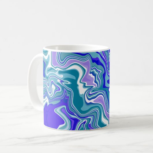 Deep Blue Fluid Abstrakt Art Kaffeetasse (Vorderseite Links)