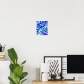 Deep Blue Fluid Abstrakt Art Poster (Heimbüro)