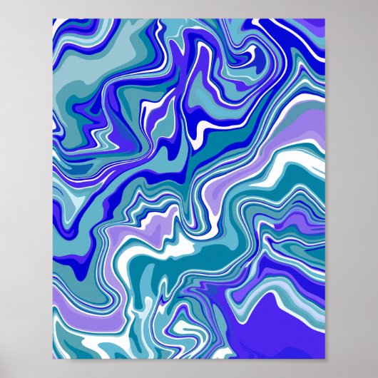 Deep Blue Fluid Abstrakt Art Poster (Vorne)