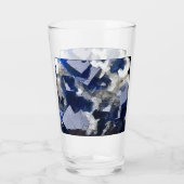 Deep Blue Fluorite Crystal & Flake Calcite Glas (Rückseite)