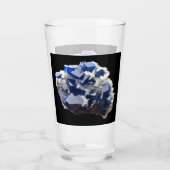 Deep Blue Fluorite Crystal & Flake Calcite Glas (Rückseite)
