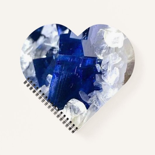 Deep Blue Fluorite Crystal & Flake Calcite Notizblock (Vorderseite)