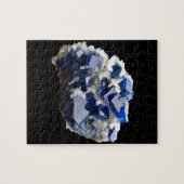 Deep Blue Fluorite Crystal & Flake Calcite Puzzle (Horizontal)