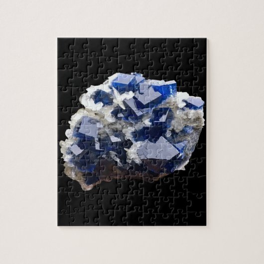 Deep Blue Fluorite Crystal & Flake Calcite Puzzle (Vertikal)