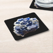 Deep Blue Fluorite Crystal & Flake Calcite Rechteckiger Pappuntersetzer (angewinkelt)