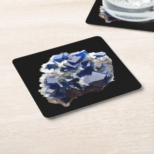 Deep Blue Fluorite Crystal & Flake Calcite Rechteckiger Pappuntersetzer (angewinkelt)
