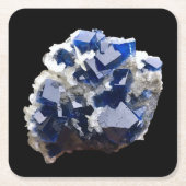 Deep Blue Fluorite Crystal & Flake Calcite Rechteckiger Pappuntersetzer (Vorderseite)