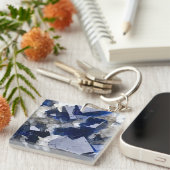 Deep Blue Fluorite Crystal & Flake Calcite Schlüsselanhänger (Vorderseite rechts)