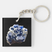 Deep Blue Fluorite Crystal & Flake Calcite Schlüsselanhänger (Rückseite)